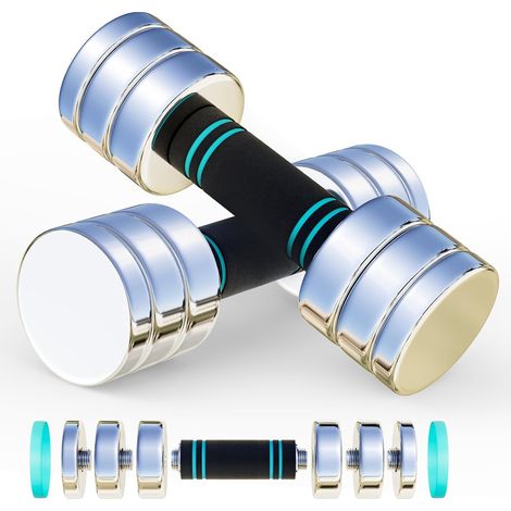 Lot de 2 Haltères en Acier 5kg 10kg - Haltères Réglables Ultra Compacts avec Poignée en Mousse pour la Musculation, l'Haltérophilie, l'Entraînement à Domicile et à Salle de Sport (1/5)