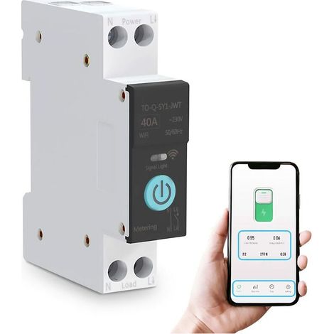 Commutateur WIFI Intelligent Disjoncteurs Domestiques Téléphone Portable Télécommande 3 Modes de Synchronisation pour Appareils électroménagers(40A)