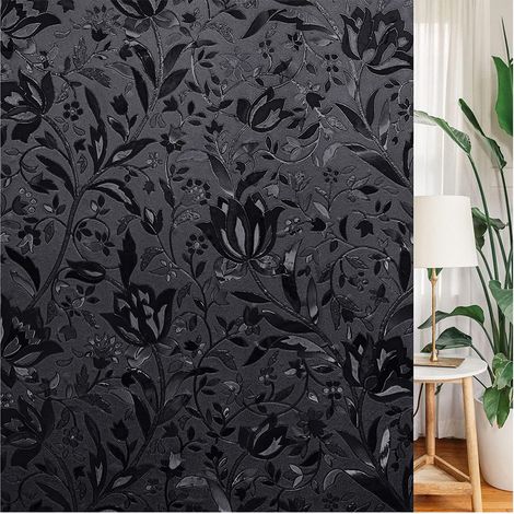 Film fenetre anti-UV statique sans adhesif pour vitre, motif Tulipe noire 45x100cm (1/5)