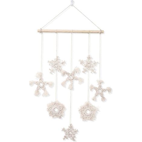 Kunstvolle Wanddekoration, Traumfänger, handgefertigt aus Makramee-Baumwollgarn, Schneeflockenmotiv, Weihnachtsdeko
