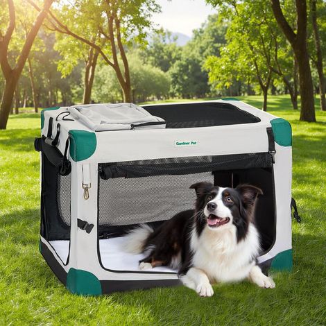 Faltbare Hundebox 91x64x64cm mit Tragegriffen und Decke für Hunde bis 32kg (1/5)