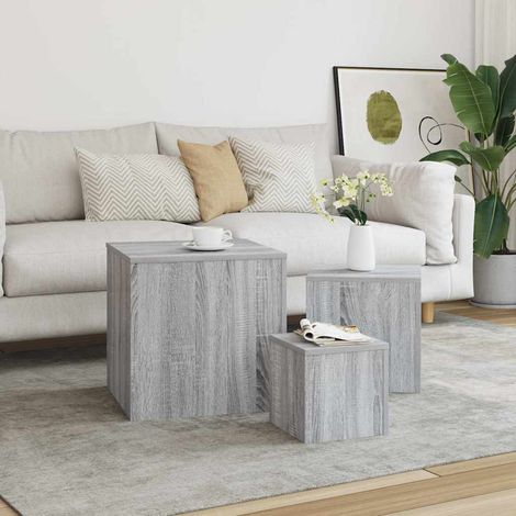 vidaXL Side Tables 3 pcs Grey Sonoma Engineered Wood (1/5)
