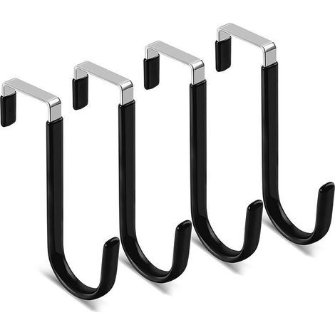 4 Pcs Porte- Noir Manteau pour Porte sans Perçage Crochet Porte Forme de Z avec Protection en Silicone (1/5)