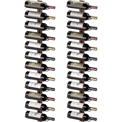 Étagère à vin murale en bois et métal – 24 bouteilles