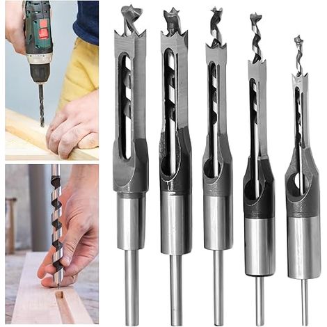 Foret À Trou Carré en Acier Rapide Pour Le Travail Du Bois - 5 Pièces 6,4 mm/8 mm/9,5 mm/11 mm/12,7 mm (1/5)