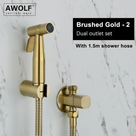 (Or brossé - 2) Douchette WC portable en acier inoxydable or rose brossé, kit de douchette AP2354 (1/5)