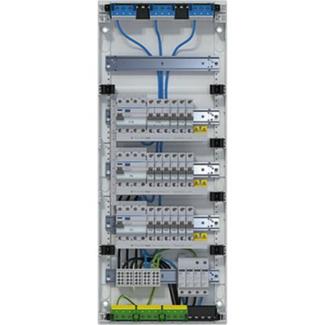 HAGER VA60BV1 VOLTA KLEINVERTEILER, AUFPUTZ, 5X12PLE, IP30, BESTÜCKT UND VERDRAHTET, 3 FI-KREISE, ÜBERSPANNUNGSABLEITER