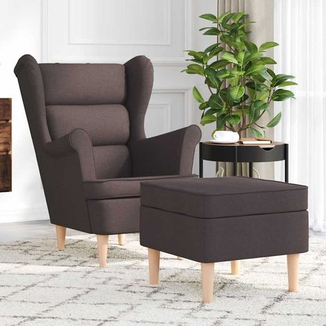 Sessel mit Fußhocker Dunkelbraun Stoff