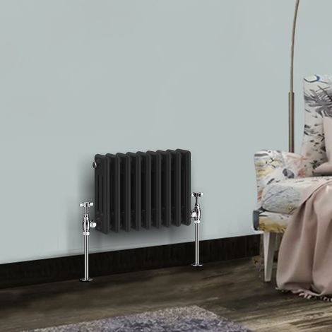 Traditional Radiator Cast Iron Style Radiator 3 Column Black 300 x 425mm