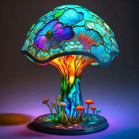 Lámpara de mesa Mushroom D (funciona con pilas) - Lámpara de mesa retro - Luz nocturna con forma de animal en 3D - 17 cm - Adorno de luz LED 3D