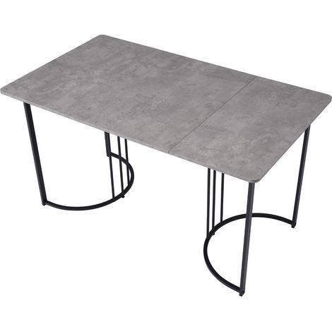 Table rectangulaire 140x80 cm, table de cuisine moderne, piètement en métal, plateau marbre gris, pieds réglables pour salle à manger et séjour. (1/5)