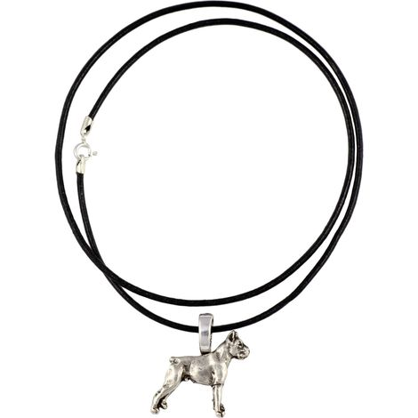 Boxer, Boxer II: collar para perros, colgante bañado en plata para amantes de los perros, joyería discreta de Art-Dog. (1/5)