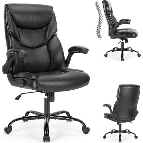 Chaise de bureau en cuir PU accoudoirs réglables et rabattables (1/5)