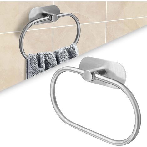 Rustproof Stainless Steel Self Adhesive Towel Ring for Bathroom No Drilling (1/5)