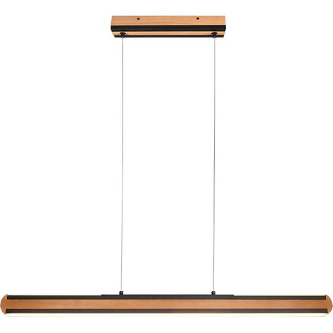 Lampada a sospensione lampada in legno lampada sala da pranzo, sensore dimmer funzione touch CCT funzione up and down memory, 1x LED 42 watt 3200 lumen, luce bianca calda, HxLxP 150x110x6 cm (1/5)