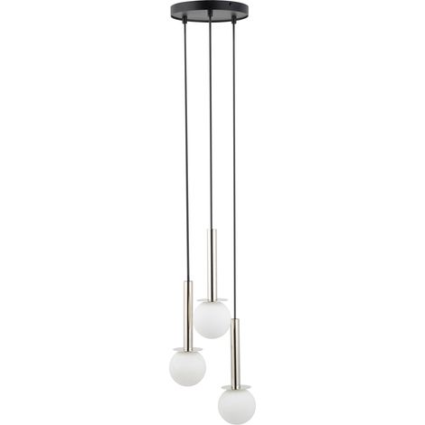 Suspension DAISY chrome 3 globes verre blanc G9 Sigma (1/2)
