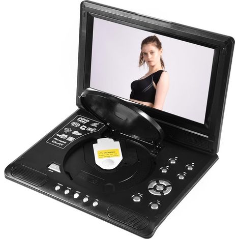 Lecteur DVD portable, écran large LCD rotatif 9 pouces, fonction de jeu de soutien, radio FM, décodage DOLBY (1/5)