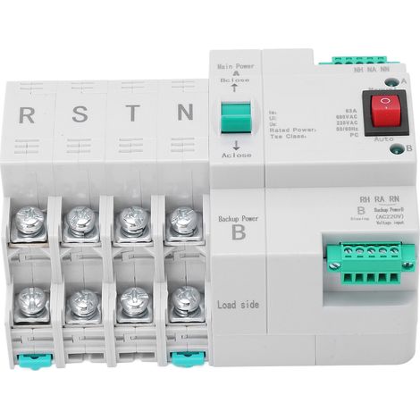 Automatischer Doppelstromumschalter 4P für DIN-Schienen-Verteilerkasten PZ30, 220 V AC, 63 A (1/5)