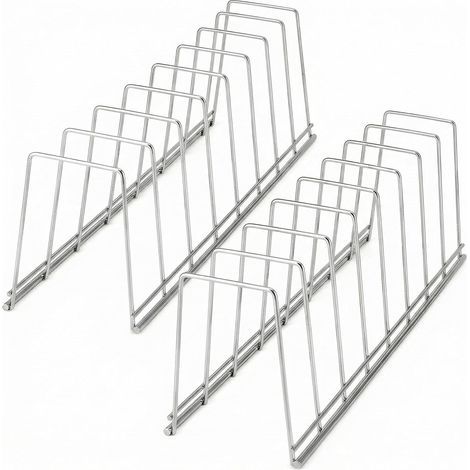 2-piece pot lid holder, dish drainer, stainless steel, kitchen organizer rack for plates, pot lids, pans (1/4)