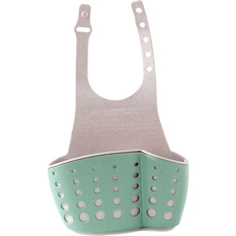 1 pièce, sac de rangement suspendu double couche en blé, réglable, à clipser, pour évier, support de cuisine, égouttoir à éponge pour robinet. (1/4)
