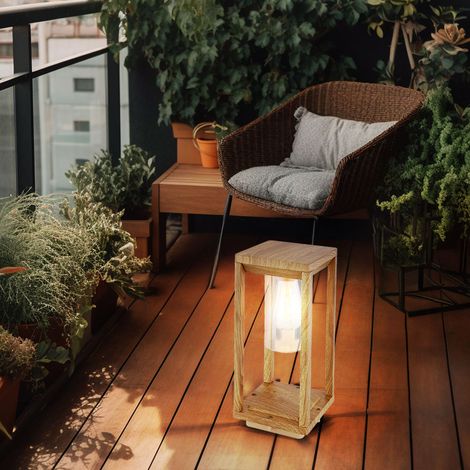 LED Außenleuchte Laterne Outdoor Holzoptik Außenlampe Wetterfest IP44, Aluminium Kunststoff, 7W 720lm warmweiß, LxBxH 15x15x35 cm