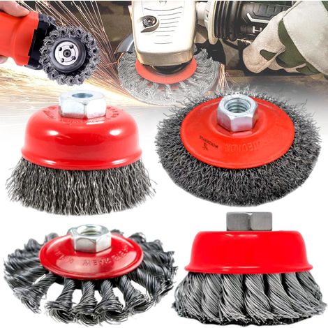4 Pièces Brosse Métallique Pour Meuleuse D'Angle, Brosse Conique, Foret à Brosse Métallique De Polissage, Brosses Antirouille De 75 Mm 100 Mm De Diamètre, Pour Brosse Métallique Meuleuse(M14) (1/5)