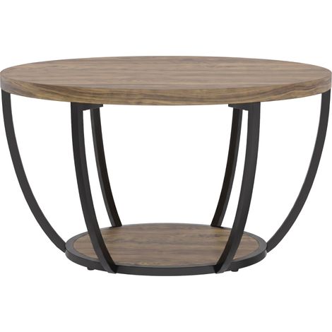 Table basse à 2 niveaux, table de salon 80 x 80 x 43,8 cm, marron/noir (1/5)