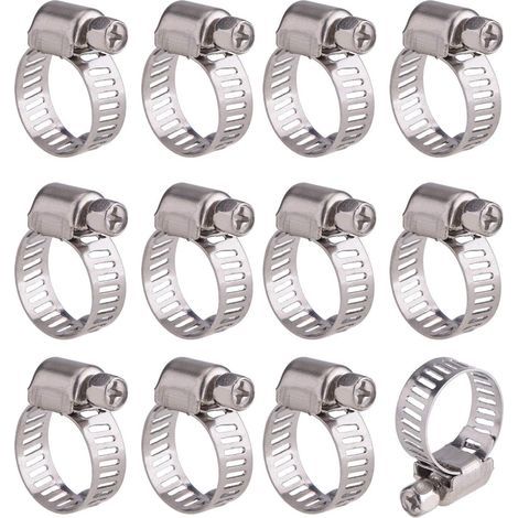 Collier de serrage tuyau ajustable en acier inoxydable – Lot de 12 – Diamètre 9-16 mm – Résistant à la corrosion – Applications industrielles et domestiques (1/5)