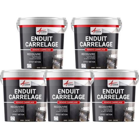 Enduit carrelage, salle de bain, cuisine, mural et sol, recouvre et rénove, faïence, masquage, renove carrelage - Offre Spéciale : 5 x 20KG Cacao - ARCANE INDUSTRIES (1/2)