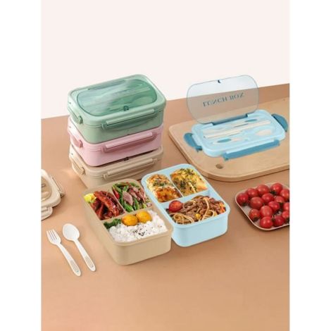 Lunch Box - Kaki - Bento Enfant Adulte - 3 Compartiments - Anti-Fuite - Design Contemporain (1/4)