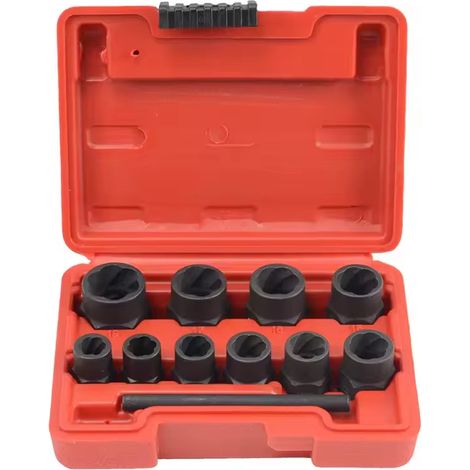 Kit d'extracteur de boulons/d'écrous endommagés Acier 11 pcs
