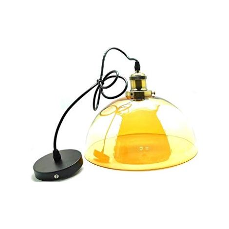 Lampada da Soffitto Sospesa Vintage Tulipano Semisfera Cristallo Ambra (1/4)