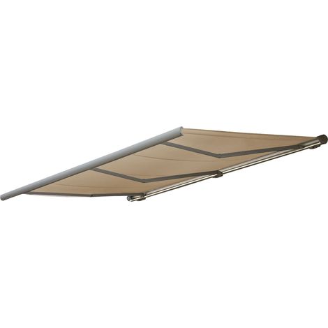 Elektrische Kassettenmarkise HHG-606, Markise Vollkassette 6x3m Polyester creme, Rahmen grau