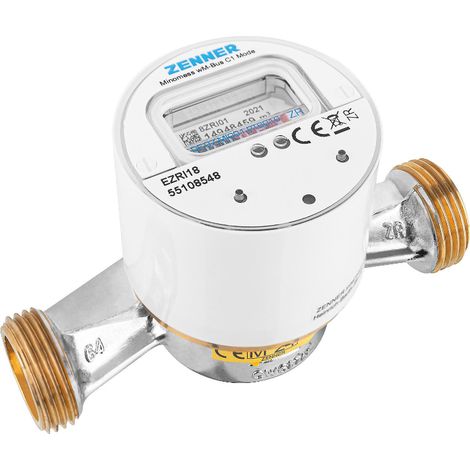 Compteur d'eau froide en saillie Zenner, Minomess, 30°C Q3 2,5, BL:130mm-DN15- 1/2 R40HV 325 RK, wireless M-Bus