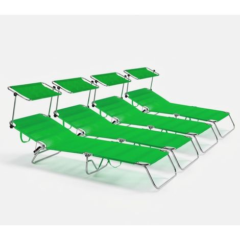 4 Lettini spiaggia mare brandina pieghevole alluminio Cancun - Verde 2