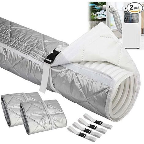 Set aus 2 gesteppten Schutzhüllen für Außenklimaanlagenschläuche, Schutz vor Frost, Regen, Staub und UV-Strahlung. (1/5)