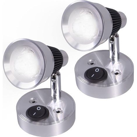 12V LED Spot Lampe de Lecture Murale 2 pièces Auto LED Lumière Interrupteur réglable Intérieure Caravane Van Lumière pour Camping-Car, Camper Van, Bateau (Froid Blanc) (1/5)