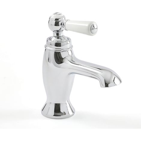 Milano Elizabeth Mono Basin Mixer Tap with Lever Handle - Chrome & White (1/5)