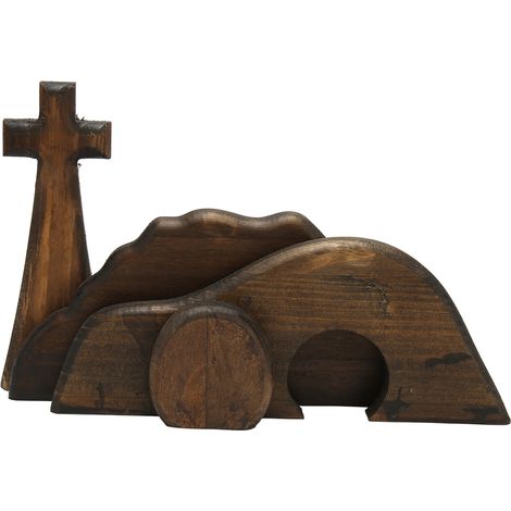 Décoration de scène de pques, décoration de croix de tombeau vide en bois fabriquée à la main pour fête de mariage à domicile (1/5)