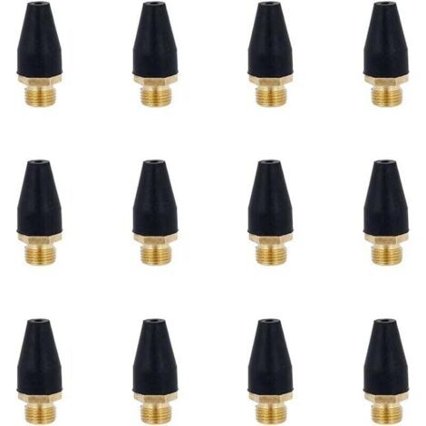 12 Pcs Alliage Noir en Caoutchouc Air Outil pour Air Buse Pointe Alliage Soufflette en Caoutchouc Pointe pour Air Outil Accessoires Air Souffler Outil pour Gonfler (1/4)