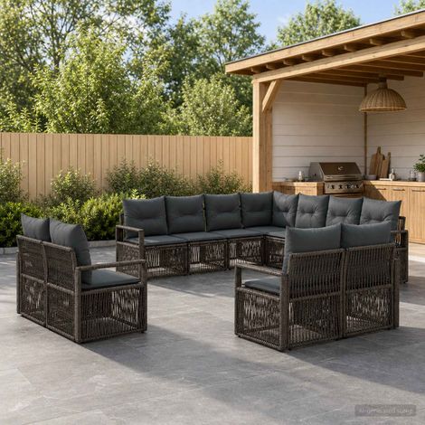 Set Divano da Giardino 11 pcs Grigio polyrattan vidaXL (1/5)