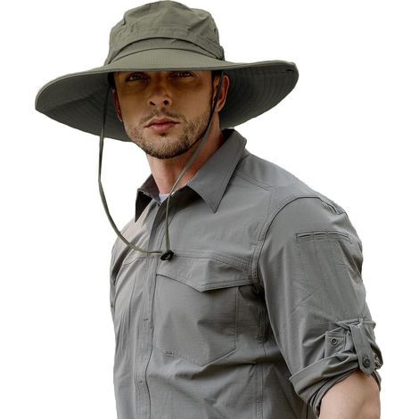 Men's Boonie Hat Wide Brim Waterproof Outdoor Sun Hat Sun Protection (1/5)