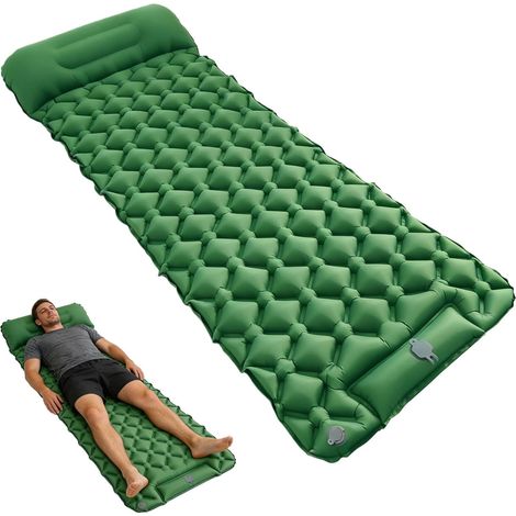 Matelas gonflable d'extérieur pour camping : matelas gonflable avec pompe à pied, léger et compact avec coussin gonflable pour la plage, la tente, les voyages (1/5)