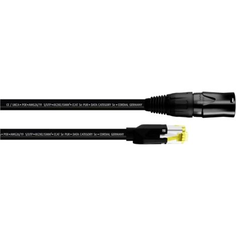 Cordial 15550 RJ45 Patchkabel CAT 5e S/UTP 5.00 m Schwarz PUR-Mantel 1 St. (1/3)