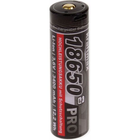 Batterie Li-Ion Pro USB-C KRAFTMAX 18650-3400, 3,6 V-, 3400 mAh