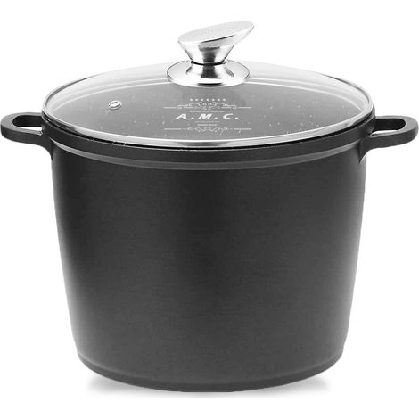 Pentola alta da 28 cm in alluminio pressofuso con coperchio in vetro temperato (1/5)