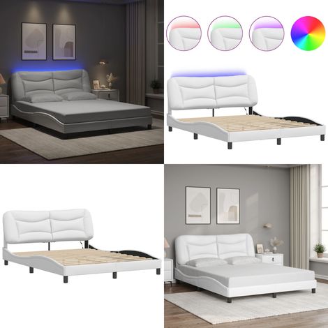 Giroletto con LED senza Materasso Hvar Bianco 160x200 cm - Materasso per letto - Letto con testiera