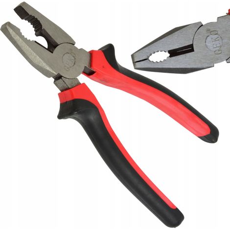 Vernickelte Kombinationszange 200 mm (rot-schwarz) (6/60) (1/5)
