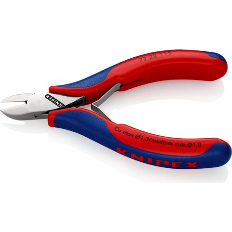 KNIPEX 77 22 115 Tronchese laterale per elettronica con cerniera passante con manici multicomponente 115 mm