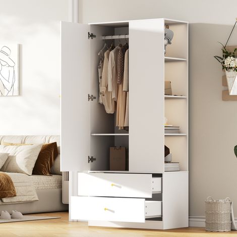 Armoire penderie 80x40x180 cm en MDF blanc, avec rangement pour chambre, moderne FloraGrace (1/5)